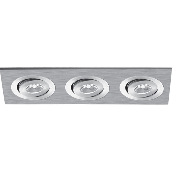 Downlight Empotrable QUIRINO Rectangular Rotativo 3x1W LED 168lm 5400K Niquel Interlusa - Vista frontal principal en fondo blanco | LuzGurú