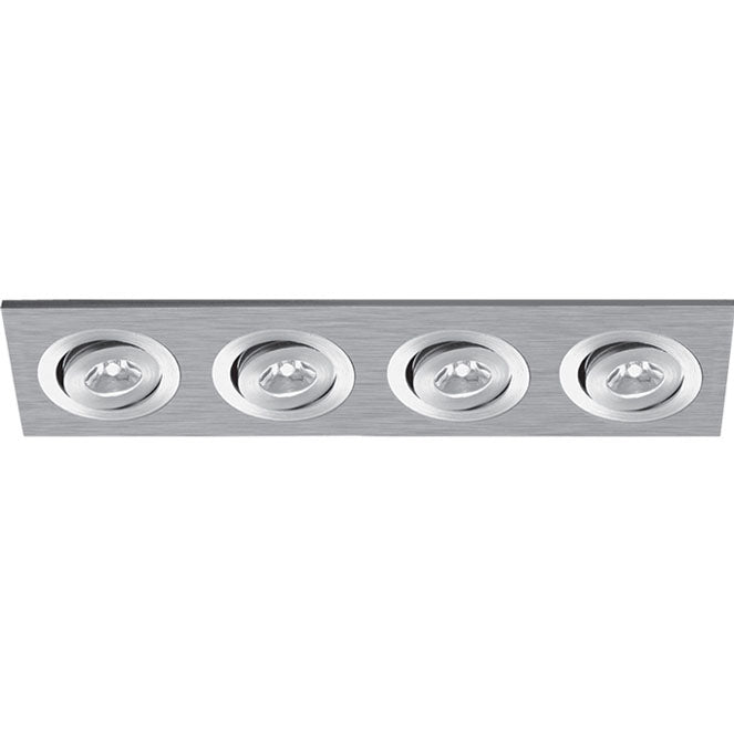 Downlight Empotrable QUIRINO Rectangular Rotativo LED 4x1W 224lm 5400K Níquel Interlusa - Vista frontal principal en fondo blanco | LuzGurú