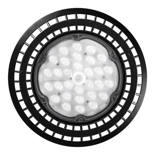 Campana LED MEGAVISION 250W 39 cm Negro Interlusa instalada en ambiente decorativo de salón o dormitorio | Interlusa