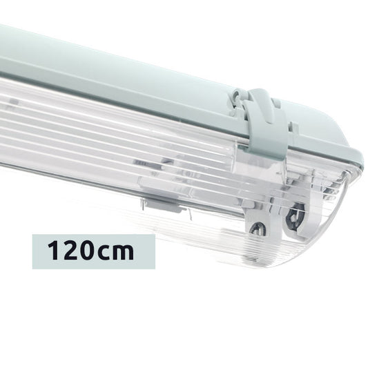 Armadura Estanca LINESTA 150 cm Gris IP65 para Tubo LED T8 Interlusa instalada en ambiente decorativo de salón o dormitorio | Interlusa