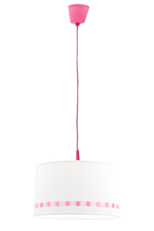 Lámpara colgante lacito fabricada en material seguro color rosa para cuarto infantil
