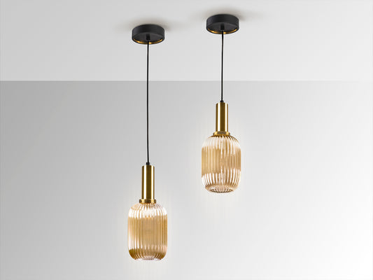 Lámpara Colgante Norma 14 cm Cristal Ámbar Negro Mate Schuller en ambiente decorado | Schuller