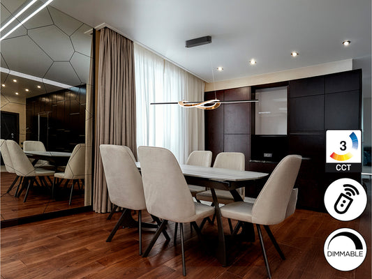 Lámpara de Techo LED Enora 39W Negro y Dorado Schuller en ambiente decorado | Schuller