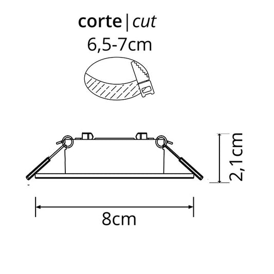 Aro Empotrable INTAKE Cuadrado Rotativo 8 cm Blanco Interlusa instalada en ambiente decorativo de salón o dormitorio | Interlusa