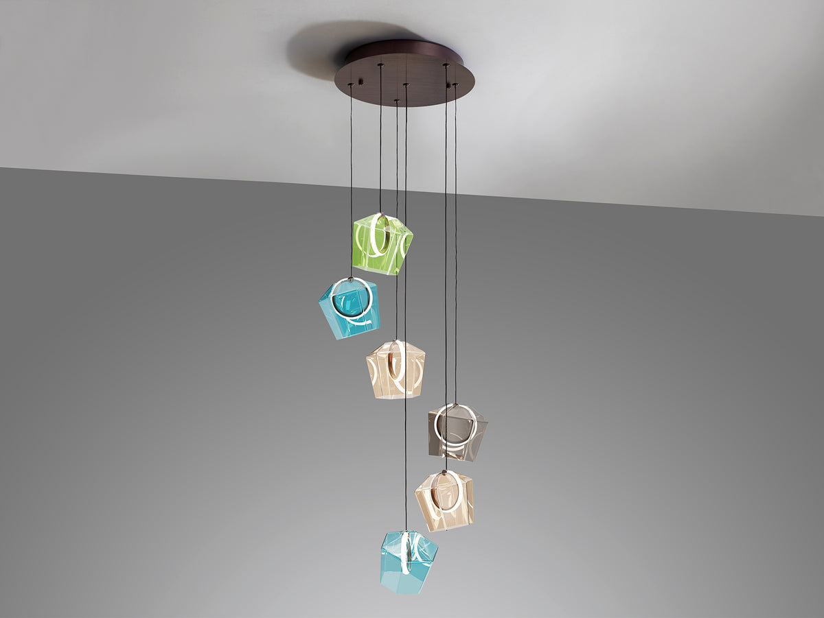 Lámpara Colgante Ingrid 6 Luces LED Multicolor Bronce Schuller en ambiente decorado | Schuller