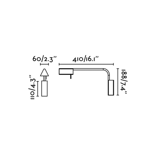 Plano con medidas de Aplique de Pared ACADEMY 18,8 cm 4W 350 lm 3000K Cromado FARO