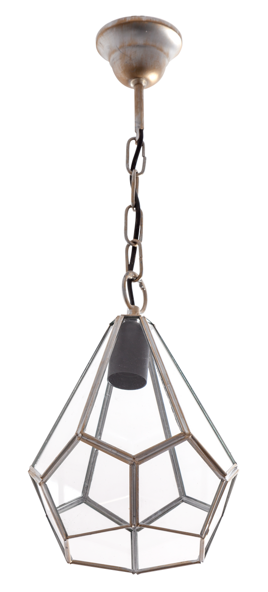 Lámpara Osuna fabricada en metal color oro y cristal