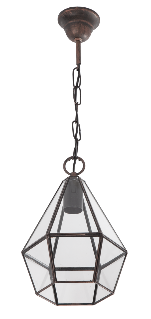 Colgante Ecija fabricado en metal color cobre, ideal para iluminar el interior