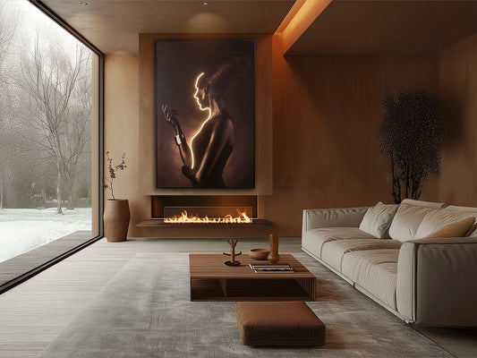 Cuadro Decorativo con Luz LED Silueta 120x180 cm Negro Schuller en ambiente decorado | Schuller