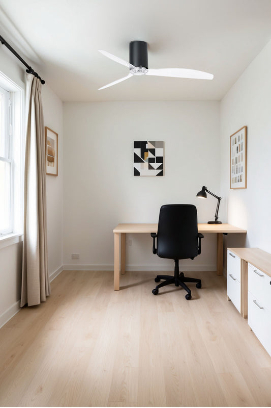 Ventilador fabricado en Acero y Cristal color Negro