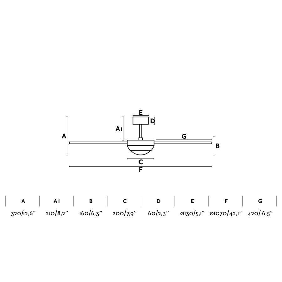 Ventilador FEROE S fabricado en Acero color Níquel Mate