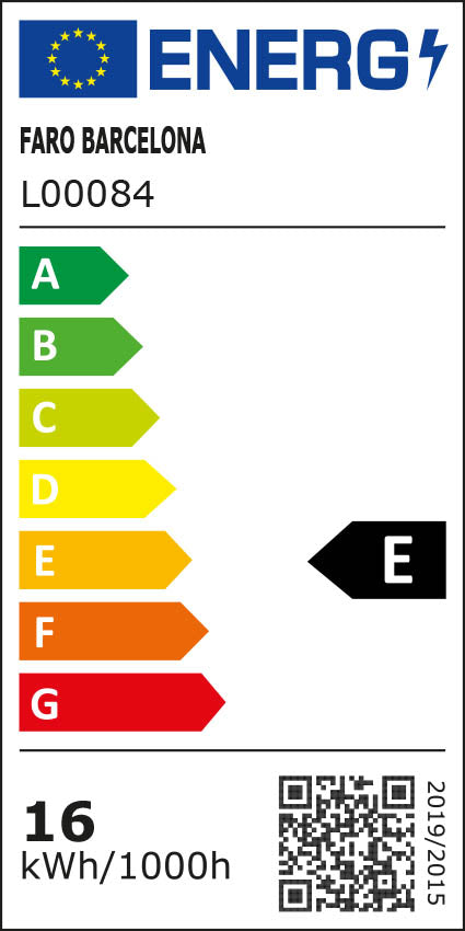 Etiqueta eficiencia energética ventilador techo LED Faro 33817WT-21, modelo 33814, negro nogal, Smart Tuya. LuzGURÚ.