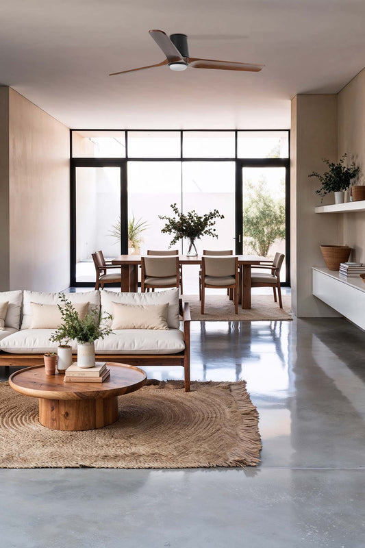 Ventilador HEYWOOD TUB fabricado en Nogal Oscuro color Negro Mate