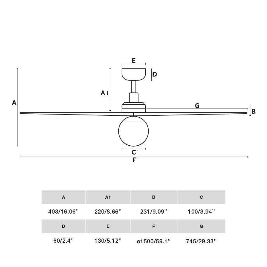 Ventilador de techo FARO KLIM L (34282WT-11L) - Negro mate/Roble, 1500mm, 3 aspas, luz E27 TUYA. Serie 3429.