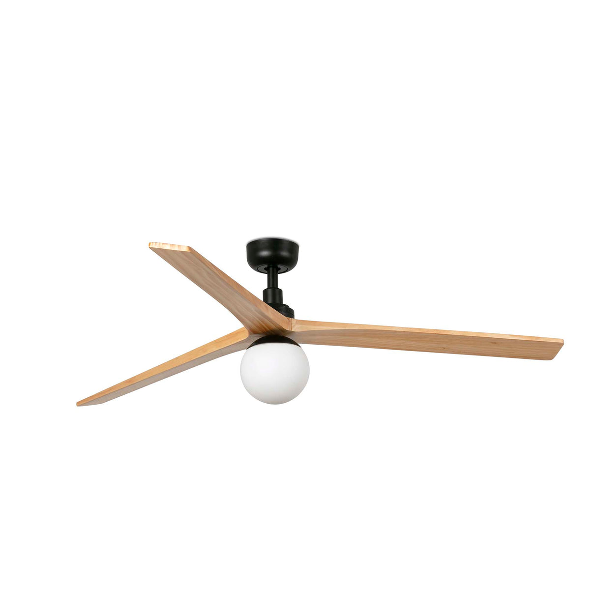 Ventilador de Techo Klim L 150 cm FARO - Negro/Pino, Portalámparas E27, Mando + Tuya (app y voz) | FARO