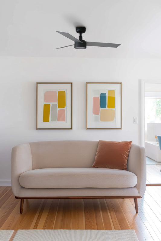 Ventilador de techo LED Faro Cruiser S 34285-1TW, negro/aluminio, silencioso, con mando a distancia, ideal para estancias de hasta 13m². Serie 3431. Luz integrada.