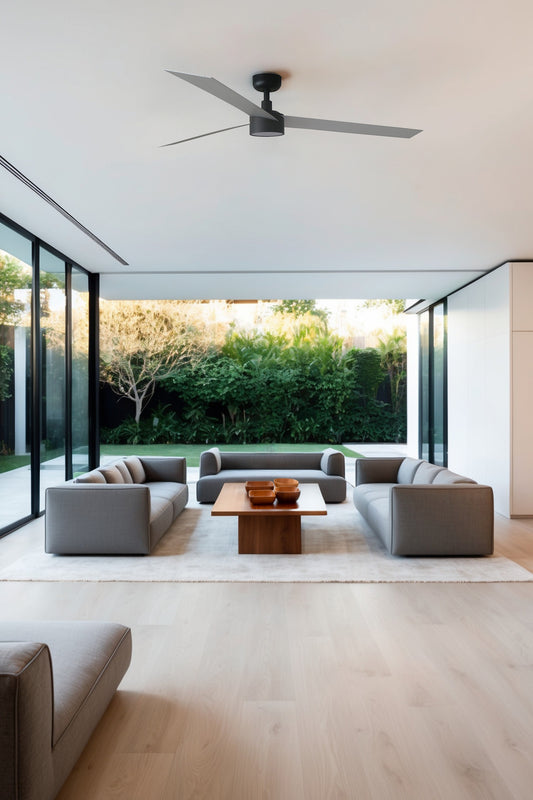 Ventilador de techo FARO Cruiser XL LED (34287-1TW) - Negro mate/aluminio. Diseño moderno, iluminación LED integrada, 6 velocidades y mando a distancia. Ideal para estancias grandes (a partir de 28m²).