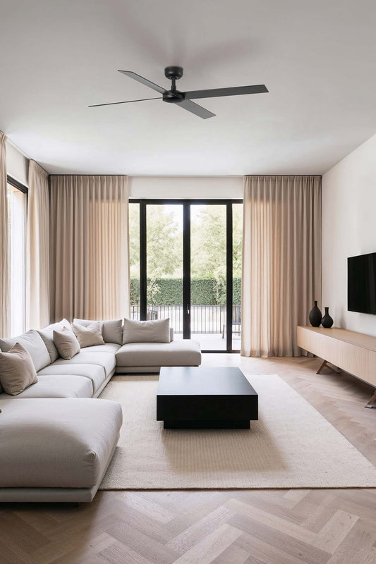 RUDDER L fabricado en aluminio color negro mate y madera de nogal