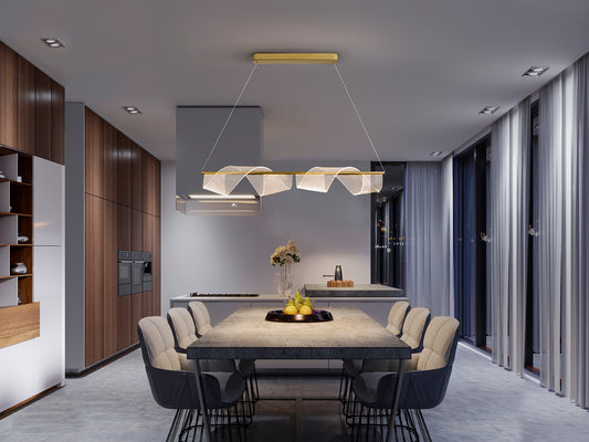 Lámpara de Techo LED Velas 100 cm Oro Mate Schuller en ambiente decorado | Schuller