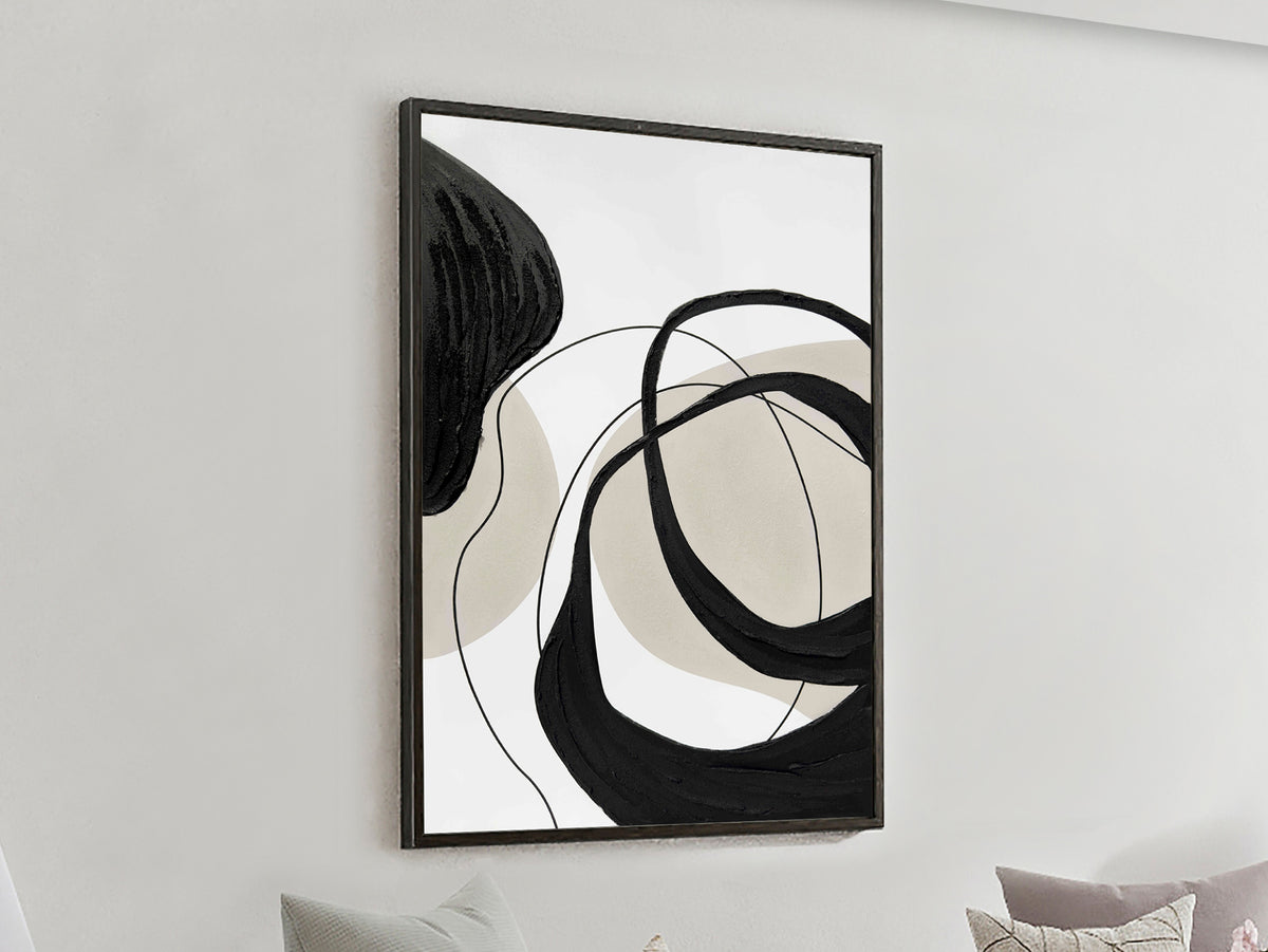 Cuadro Pintura Acrílica Actio I 80x120 cm Marco Negro Schuller en ambiente decorado | Schuller