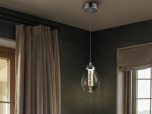 Lámpara Colgante LED Taccia Ø12 cm Cromo y Cristal Schuller en ambiente decorado | Schuller