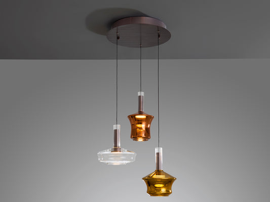 Lámpara Colgante Scarlett 3 Luces LED 18W Bronce Schuller en ambiente decorado | Schuller