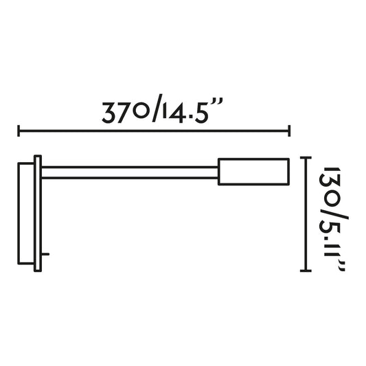 Plano con medidas de Aplique Lector Juliet USB C 3W Cromo FARO