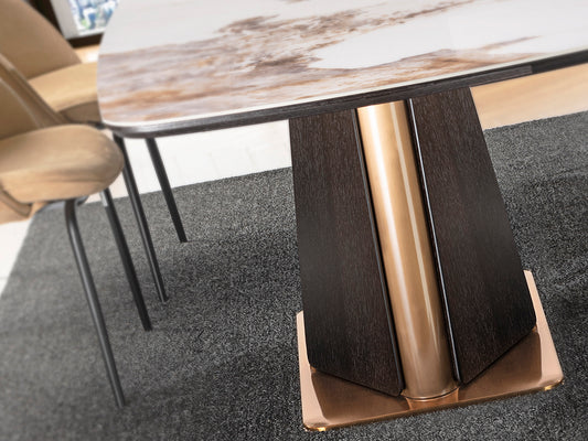 Mesa de Comedor Luca 200 cm Roble Oscuro con Tapa de Mármol Schuller en ambiente decorado | Schuller