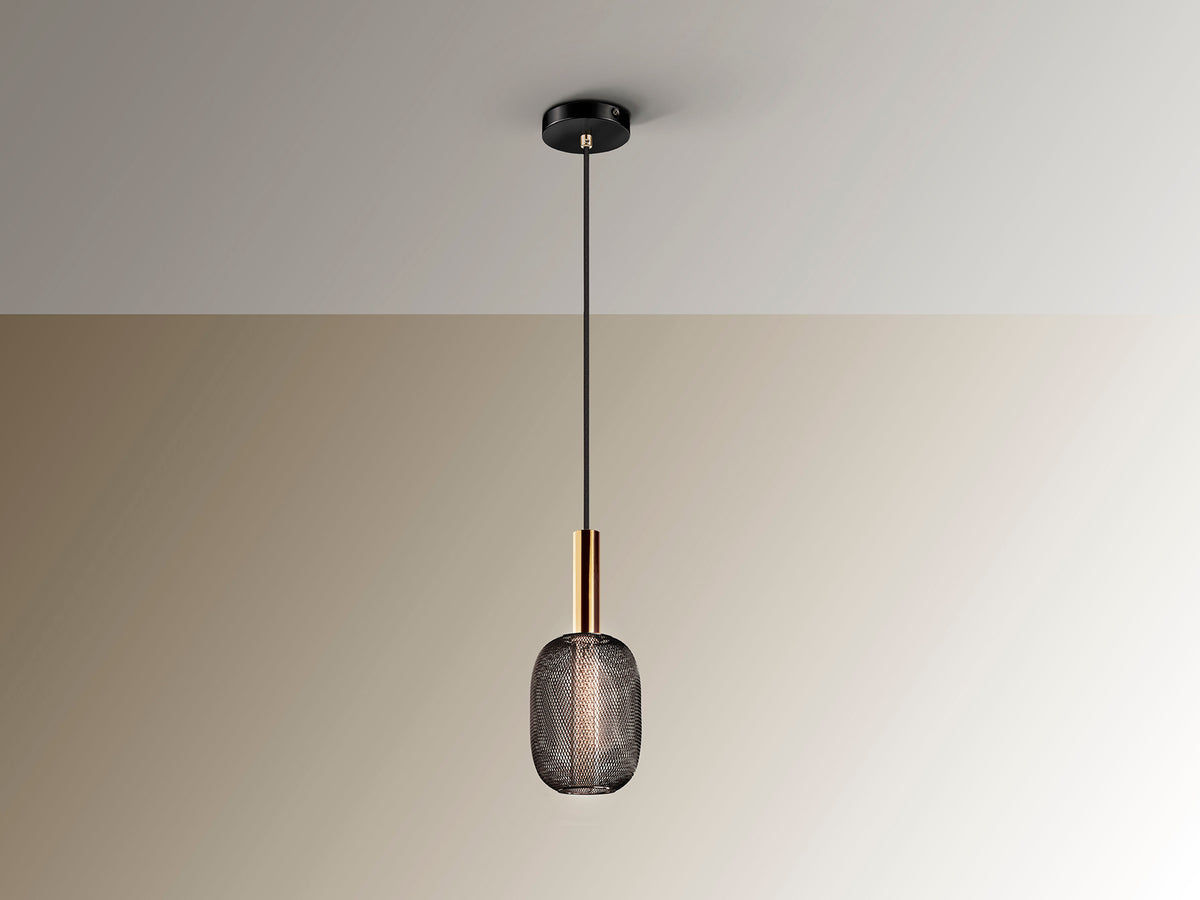 Lámpara Colgante Micrón 5W LED Oro y Negro Dimable Schuller en ambiente decorado | Schuller