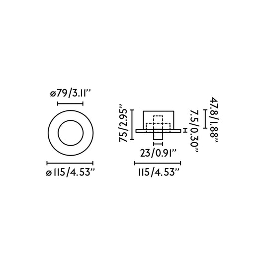 Plano con medidas de Empotrable de Pared LED con Lector CLICK Blanco Mate FARO