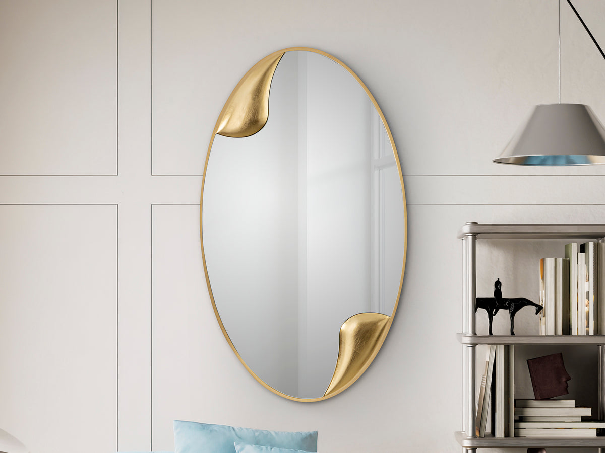 Espejo Ovalado Daisy 120x70 cm Pan de Oro Schuller en ambiente decorado | Schuller