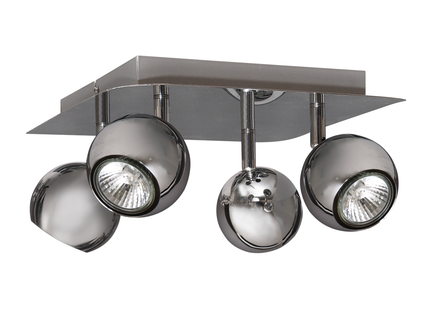 Dali fabricado en metal color níquel, plafón con 4 luces halógenas GU10