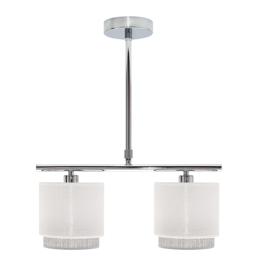 Lámpara Kenya fabricada en Metal y Textil color Blanco y Gris