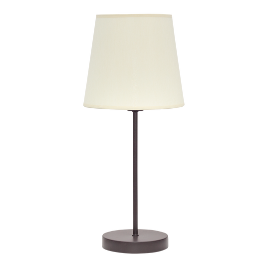 Lámpara Maldivas fabricada en metal color marrón con pantalla textil beige