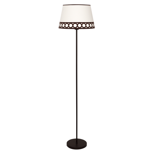 Lámpara de pie Dalia fabricada en metal y textil color beige y marrón