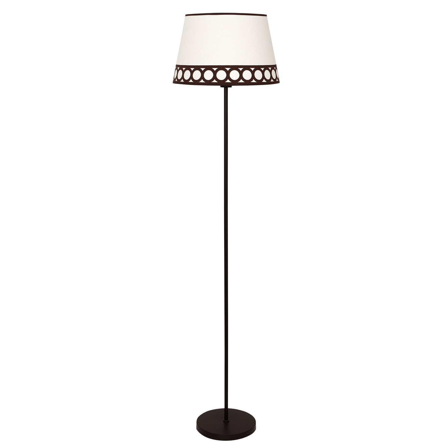 Lámpara de pie Dalia fabricada en metal y textil color beige y marrón