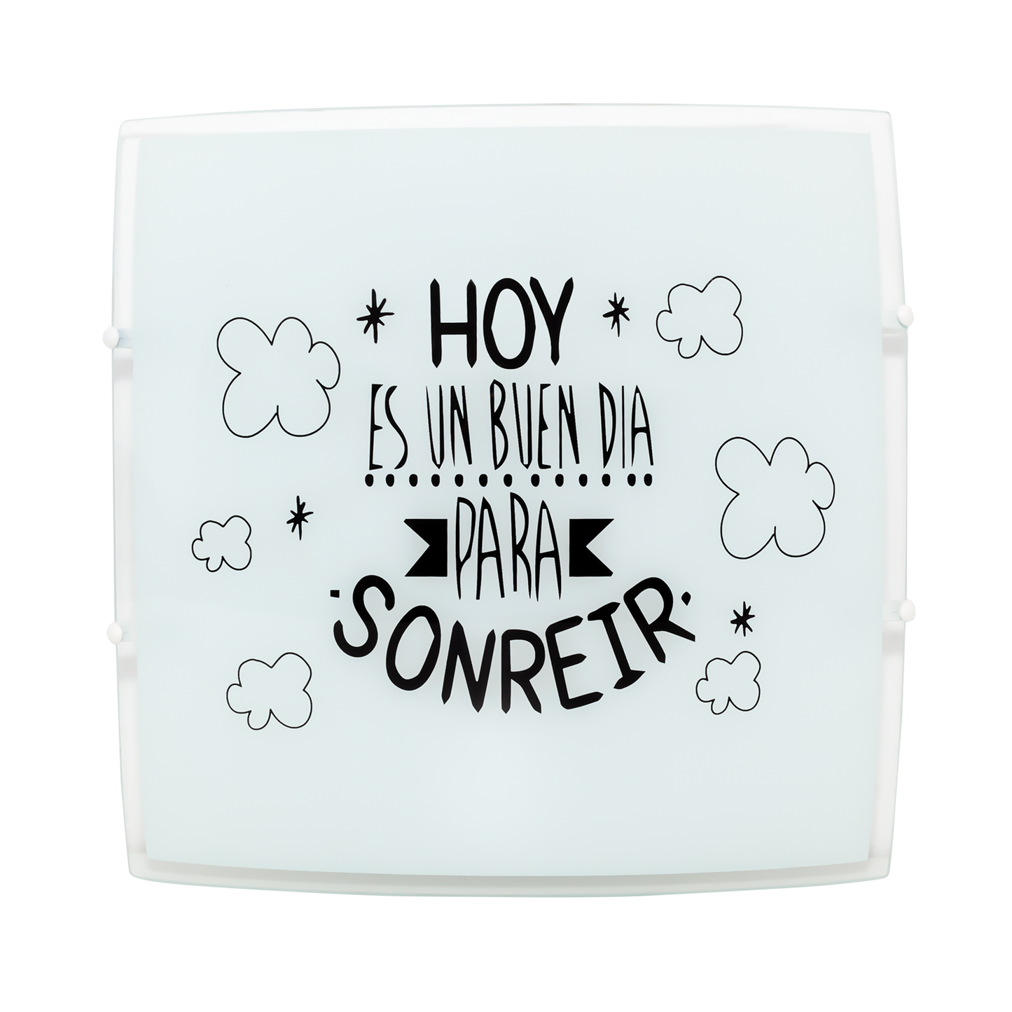 Plafón Sonrisa fabricado en metal y cristal color blanco para interiores
