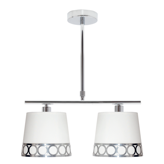 Lámpara Dalia fabricada en metal y textil color blanco plata