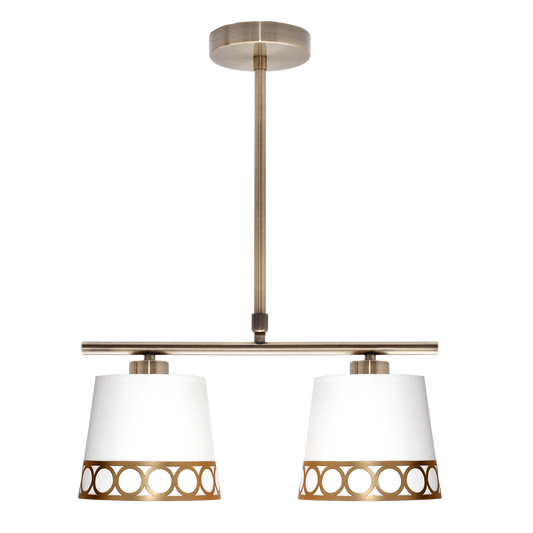 Lámpara Dalia fabricada en metal y textil color blanco y oro, elegante