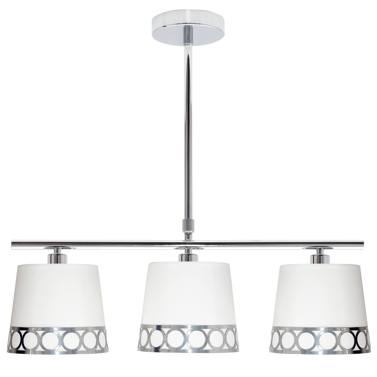 Lámpara Dalia fabricada en metal cromado color blanco y plata, ideal para iluminar tu salón.