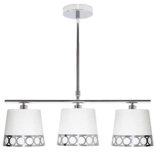 Lámpara Dalia fabricada en metal cromado color blanco y plata, ideal para iluminar tu salón.