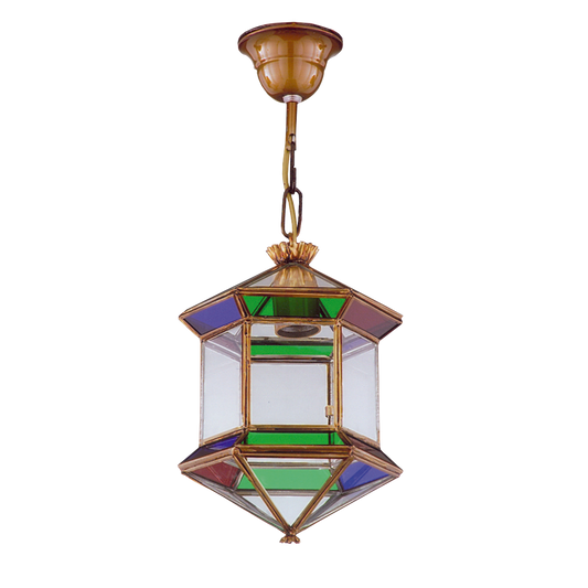 Farol colgante Granadino fabricado en Metal color Bronce/Colores