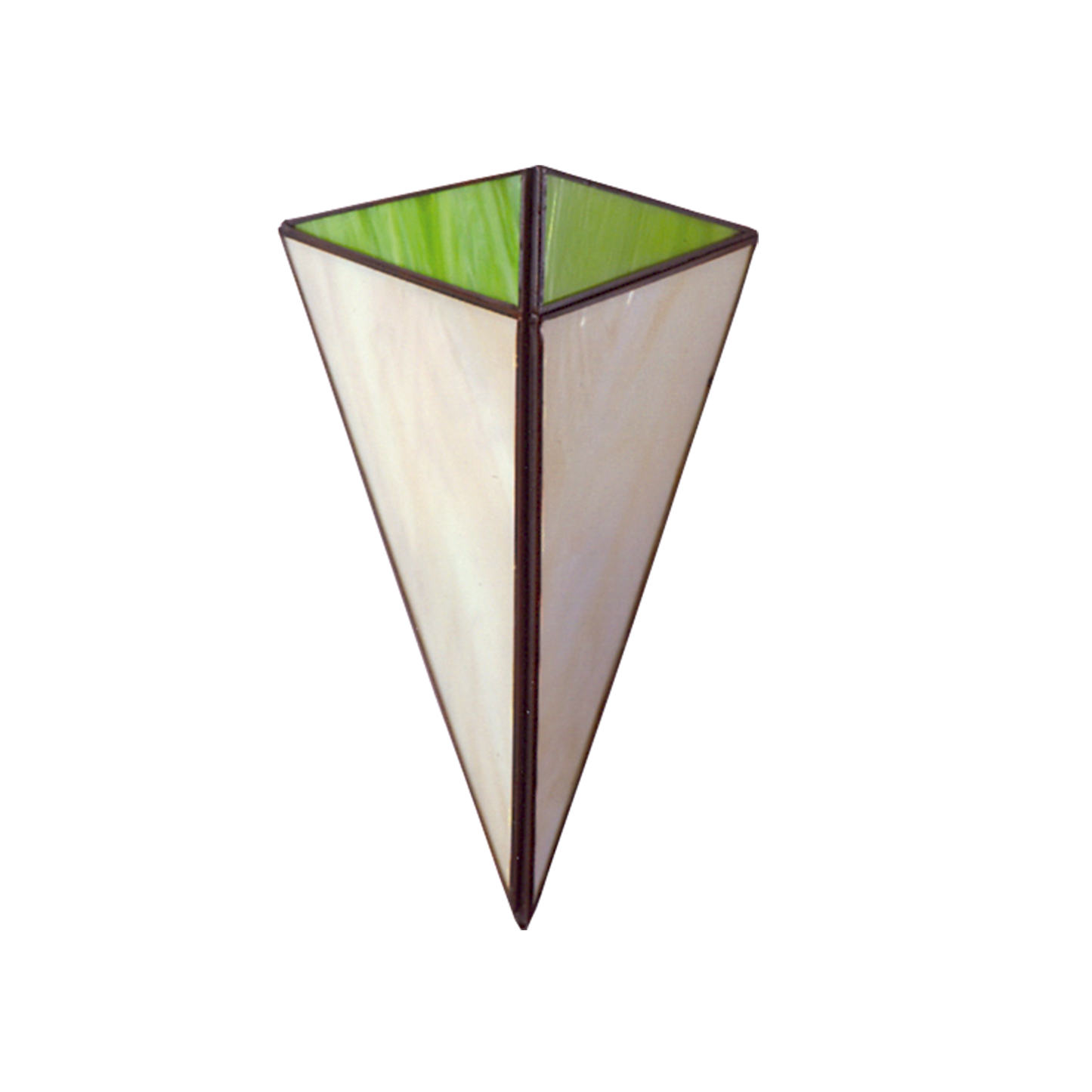 Aplique Piramide Fabrilamp / Abrila fabricado en material resistente color verde pistacho, ideal para decoración rústica.