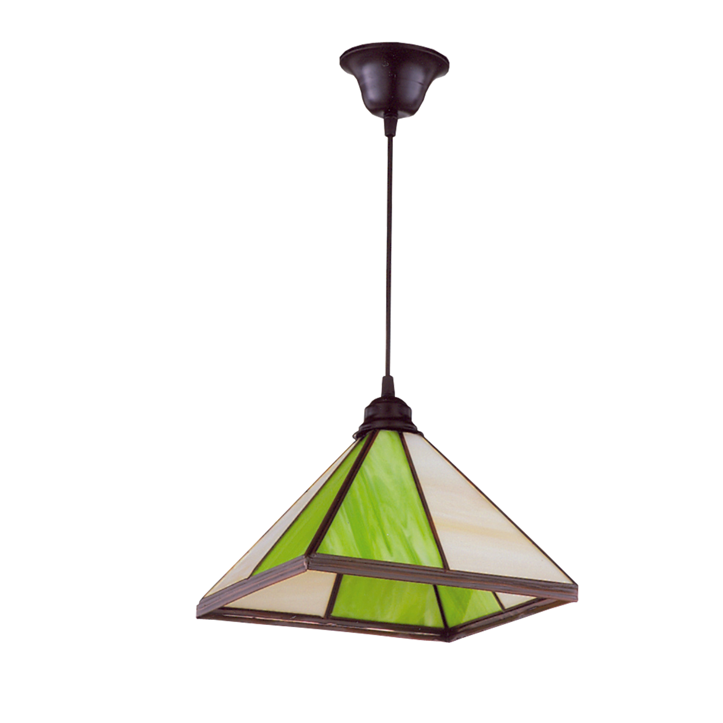 Farol piramidal fabricado en metal color verde pistacho
