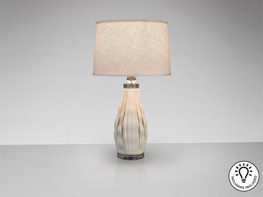 Lámpara de Sobremesa Tessa 76 cm Cerámica Blanca y Cromo Schuller en ambiente decorado | Schuller