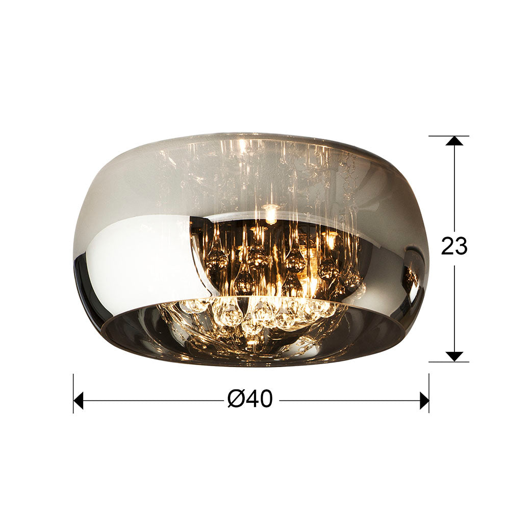 Plano con medidas de Plafón de Techo Argos Ø40 cm Dimable Cromo y Cristal Schuller