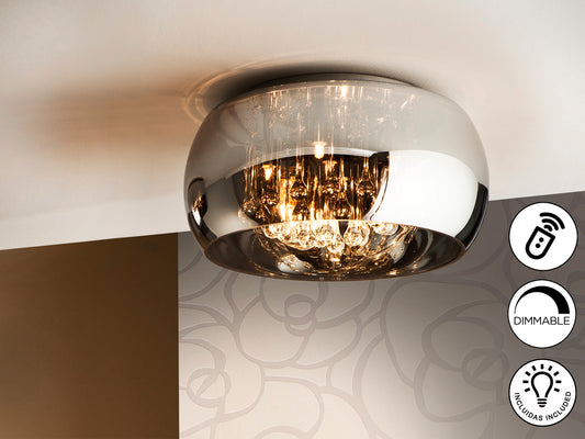 Plafón de Techo Argos Ø40 cm Dimable Cromo y Cristal Schuller en ambiente decorado | Schuller