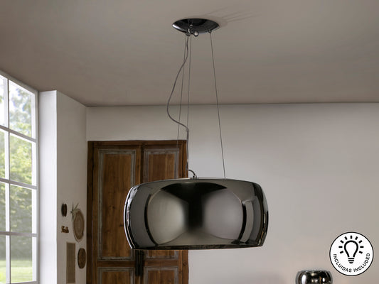Lámpara Colgante Argos Ø50 cm Cromo y Cristal Espejado Schuller en ambiente decorado | Schuller