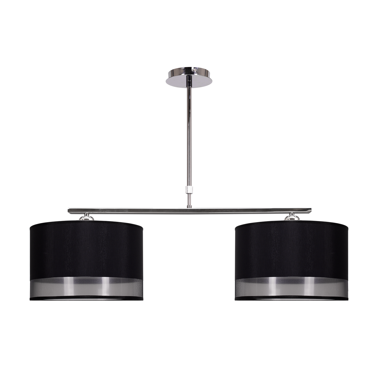 Lámpara Menorca fabricada en metal y textil color cromo y negro