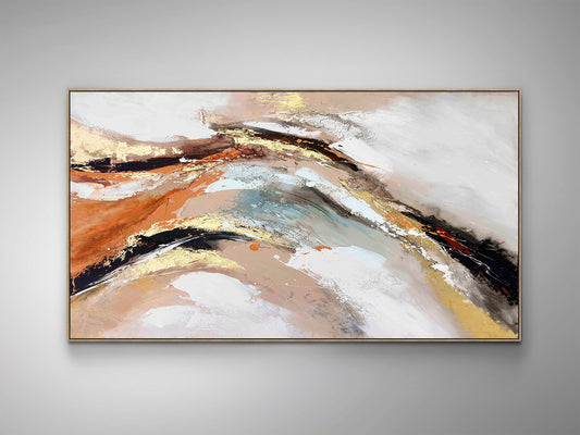 Pintura Acrílica Gestos 100x180 cm con Detalles Dorados Schuller en ambiente decorado | Schuller